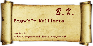Bognár Kalliszta névjegykártya