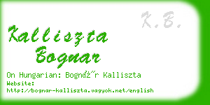 kalliszta bognar business card